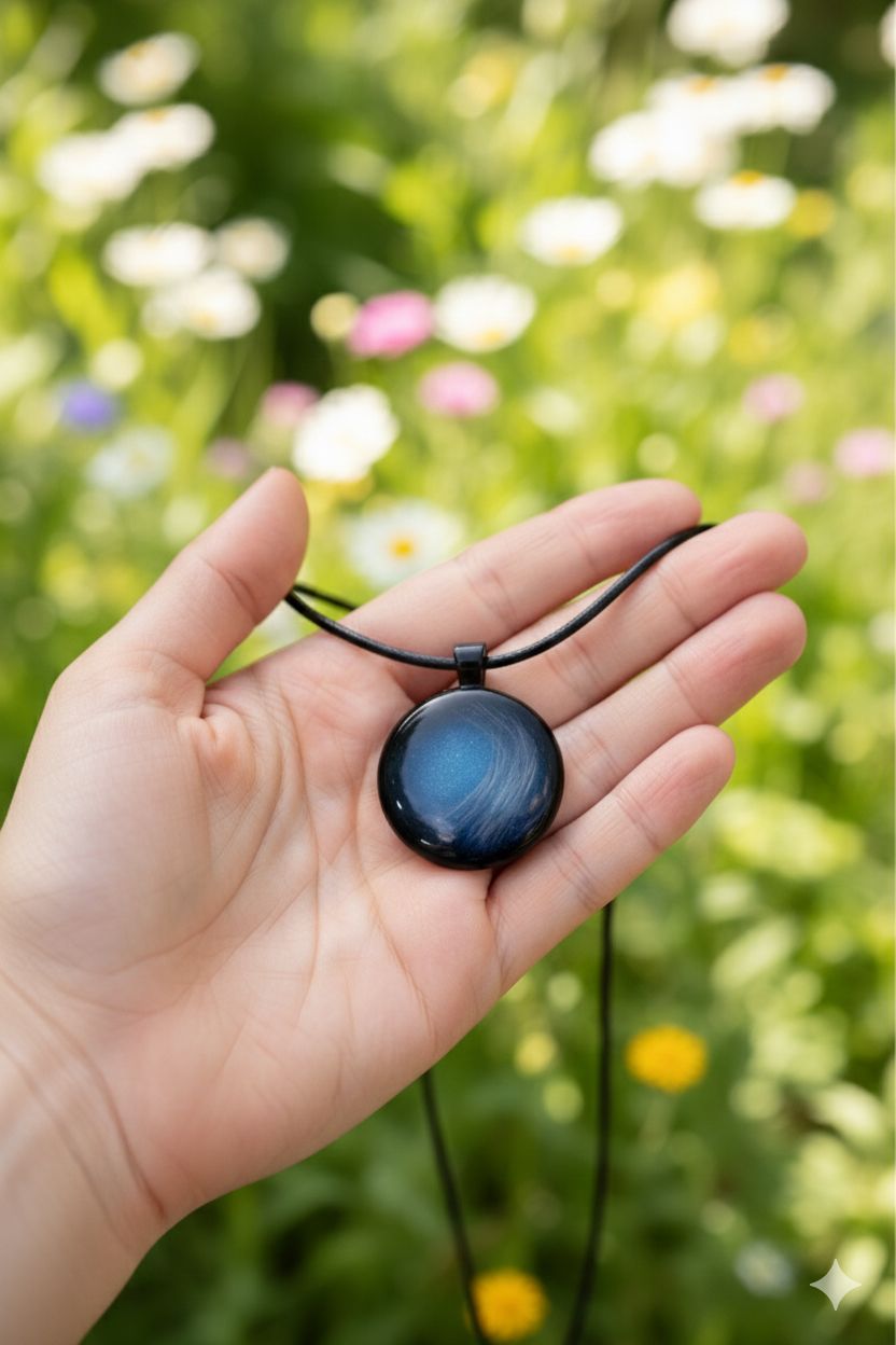 Kette mit Anhänger aus Fell oder Asche deines Tieres in Epoxidharz — Fellfeeling