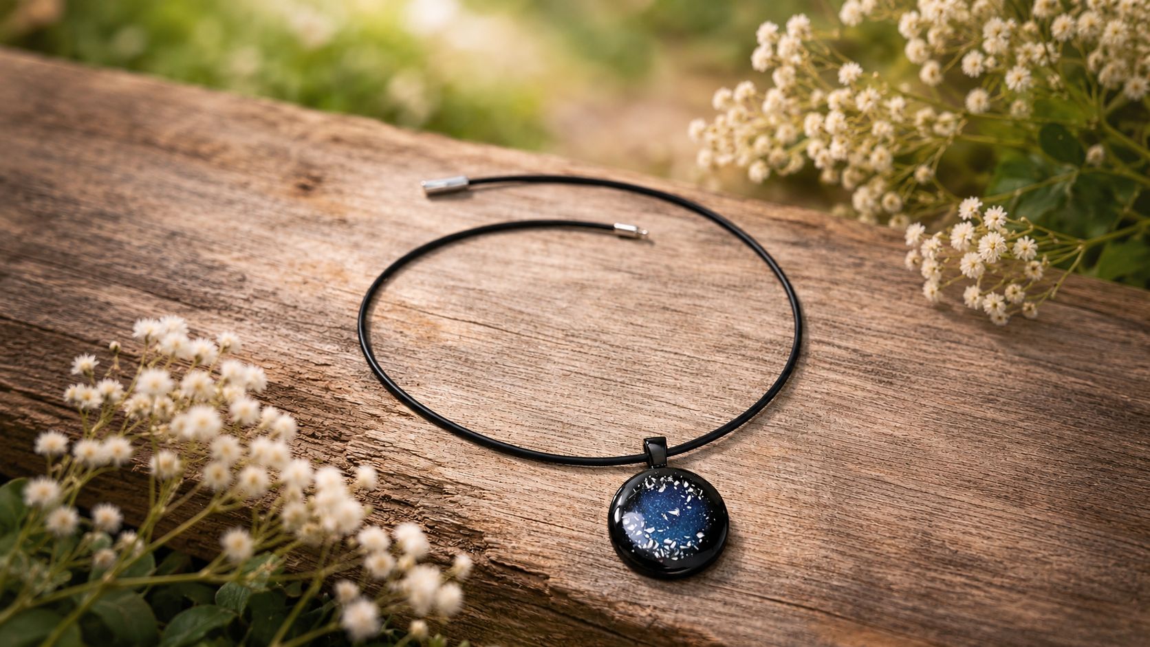 Kette mit Anhänger aus Fell oder Asche deines Tieres in Epoxidharz — Fellfeeling