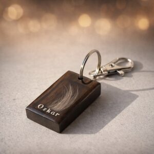 Schlüsselanhänger Holz/Epoxidharz Räuchereiche SILBER
